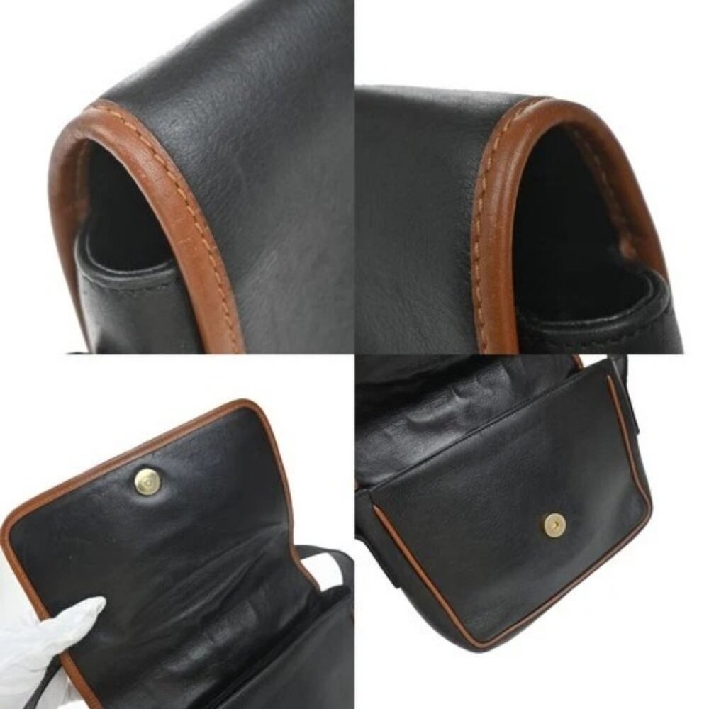 CELINE Logo Shoulder Bag Leather Black GHW Italy 66EG237 - Picture 9 of 15